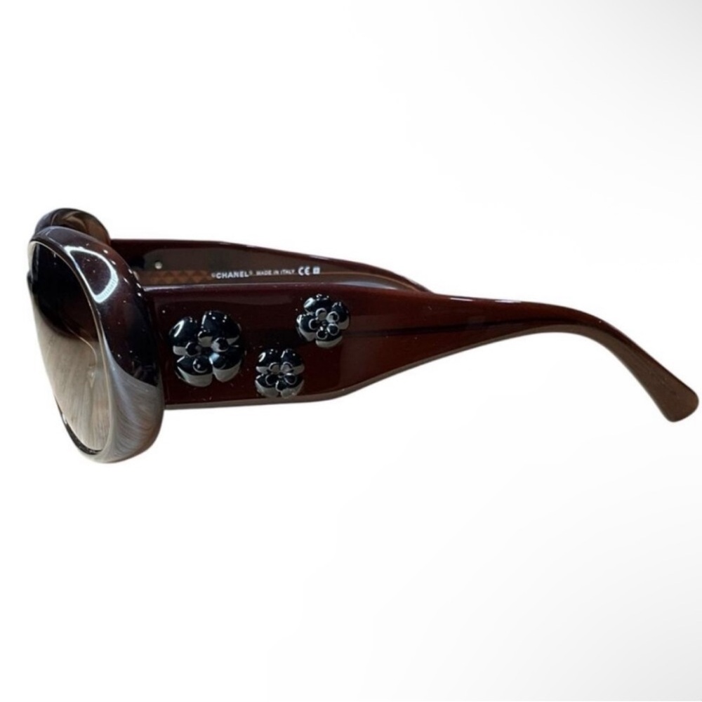 Chanel 5113 538/73 Sunglasses Transparent Brown with Black Camellia Flowers - Picture 16 of 16